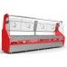 Expositor Carne inox 2,00m Vidro Curvo c/Deposito - saia inox - tampo inox