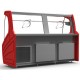 Expositor Carne inox 2,00m Vidro Curvo c/Deposito - saia inox - tampo inox